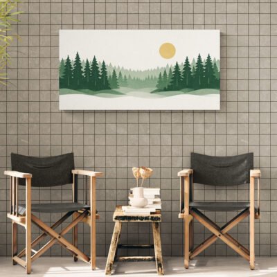Silent Forest at Dawn | Serene Misty Pine Landscape Wall Art