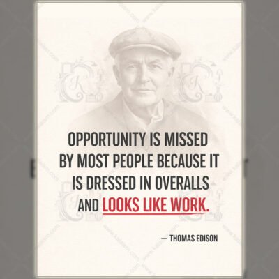 Thomas Edison Motivational Quote Wall Art | Opportunity Looks Like Work