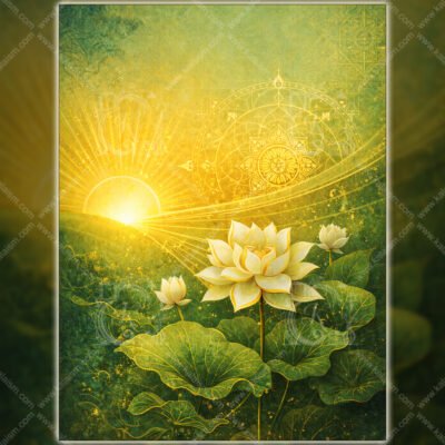 Vastu East Direction Health Wall Art | Rising Sun & Lotus Healing Energy Artwork