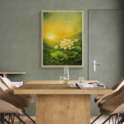 Vastu East Direction Health Wall Art | Rising Sun & Lotus Healing Energy Artwork