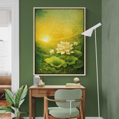 Vastu East Direction Health Wall Art | Rising Sun & Lotus Healing Energy Artwork