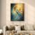 Large framed peacock prosperity mandala artwork above beige sofa in living room