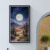 Full moon desert painting in black frame on modern arch wall
