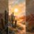 Radiant Desert Sunrise Wall Art | Golden Sun Over Cactus Landscape Canvas Print