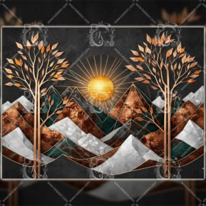 WE Abstract Autumn Mountain Wall Art – Copper and Charcoal Metallic Landscape 01 Abstract Autumn Mountain Wall Art | Copper and Charcoal Metallic Landscape
