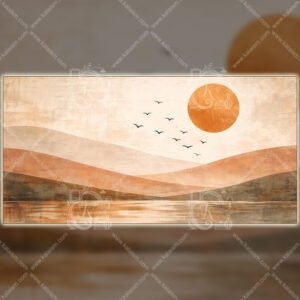 WE Minimalist Desert Sunset Wall Art – Horizontal Abstract Landscape with Soft Earth Tones 01 Minimalist Desert Sunset Wall Art | Horizontal Abstract Landscape with Soft Earth Tones