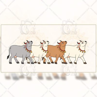 Pichwai Cows Wall Art | Traditional Indian Cow Illustration Inspired by Nathdwara Art