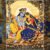 16 x 12 - 8 Radha Krishna Swing Wall Art | 2D Flat Pichwai Style Divine Swing Illustration