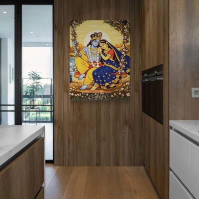 WE Radha Krishna Swing Wall Art 2D Flat Pichwai Style Divine Love Illustration 05 Radha Krishna Swing Wall Art | 2D Flat Pichwai Style Divine Swing Illustration